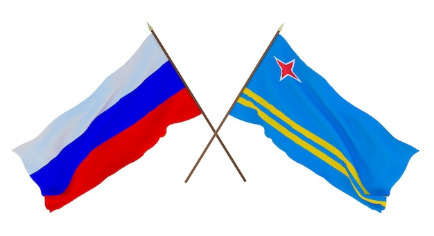 Background for designers illustrators National Independence Day Flags Russia and Aruba