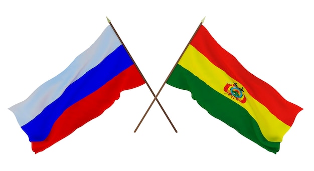 Background for designers illustrators National Independence Day Flags Russia and Bolivia