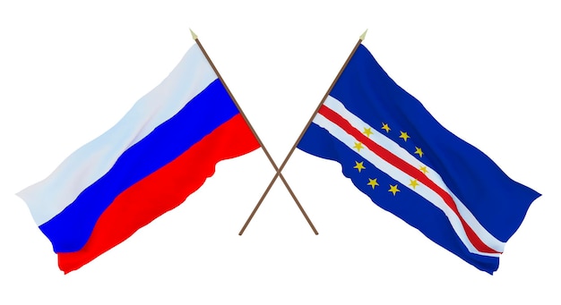 Background for designers illustrators National Independence Day Flags Russia and Cape Verde