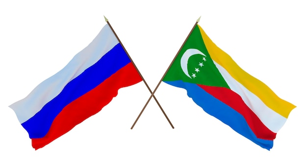 Background for designers illustrators National Independence Day Flags Russia and Comoros