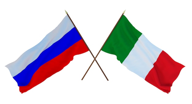 Background for designers illustrators National Independence Day Flags of Russia and Italy