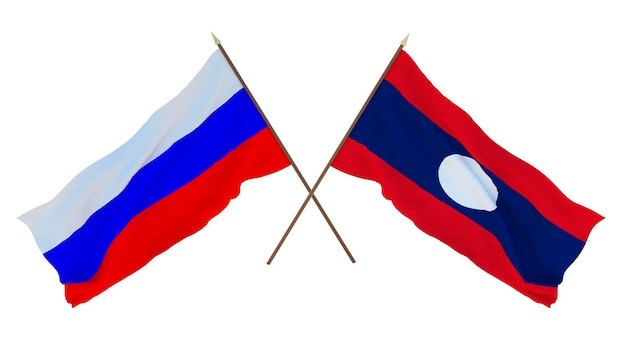 Background for designers illustrators National Independence Day Flags Russia and Laos