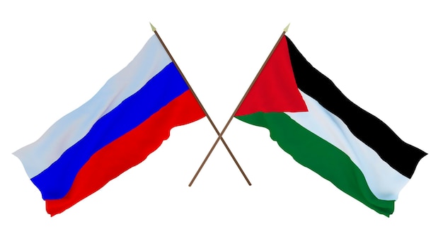 Background for designers illustrators National Independence Day Flags Russia and Palestine