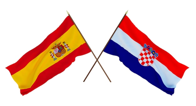 Background for designers illustrators National Independence Day Flags Spain and Croatia