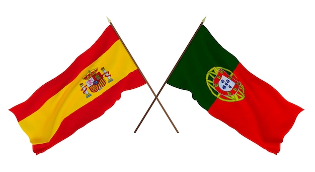 Background for designers illustrators National Independence Day Flags Spain and Portugal