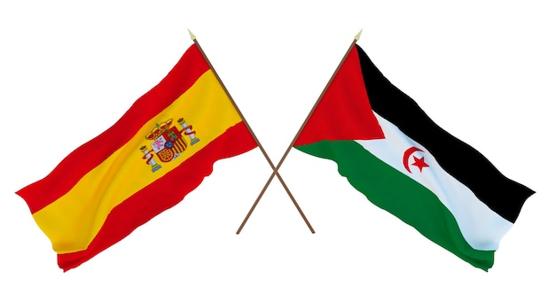 Background for designers illustrators National Independence Day Flags Spain and Western Sahara