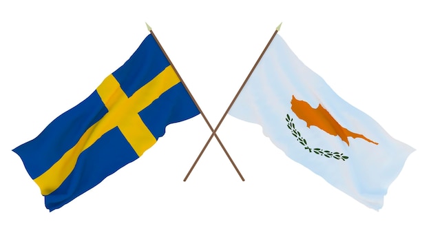 Background for designers illustrators National Independence Day Flags Sweden and Cyprus