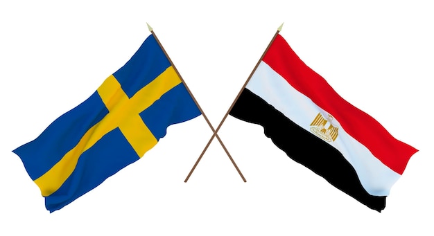 Background for designers illustrators National Independence Day Flags Sweden and Egypt