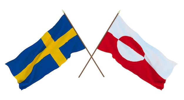 Background for designers illustrators National Independence Day Flags Sweden and Greenland