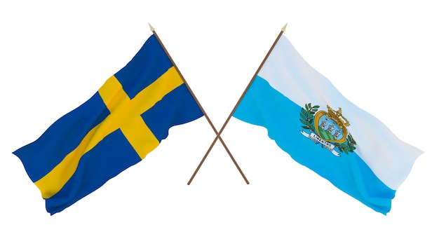 Background for designers illustrators National Independence Day Flags Sweden and San Marino