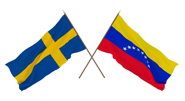 Background for designers illustrators National Independence Day Flags Sweden and Venezuela