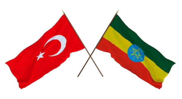 Background for designers illustrators National Independence Day Flags Turkey and Ethiopia