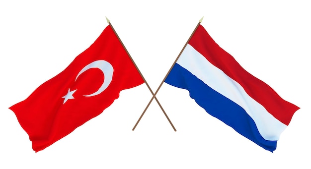 Background for designers illustrators National Independence Day Flags Turkey and Netherlands