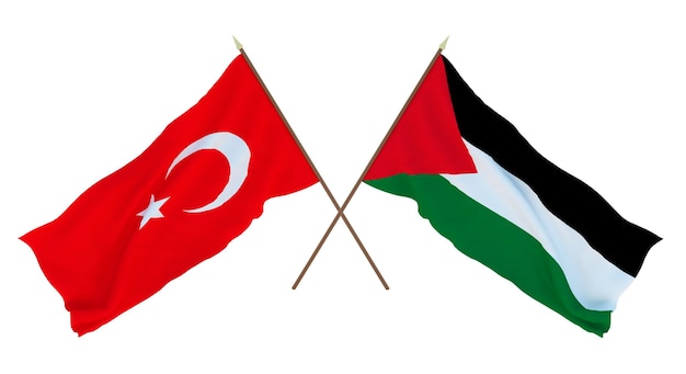 Background for designers illustrators National Independence Day Flags Turkey and Palestine