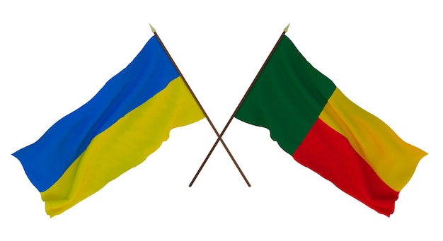 Background for designers illustrators National Independence Day Flags of Ukraine and Benin