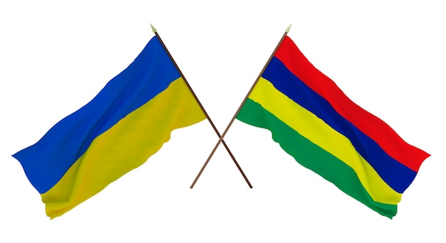 Background for designers illustrators National Independence Day Flags of Ukraine and Mauritius