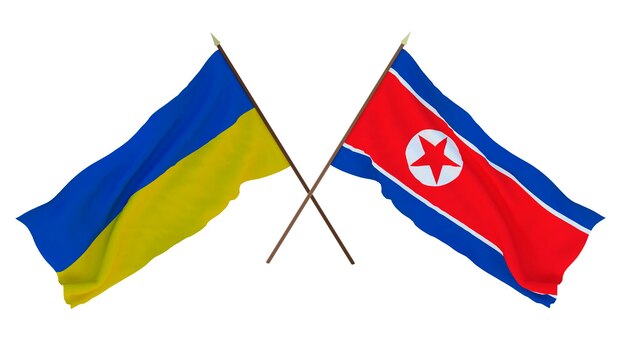 Background for designers illustrators National Independence Day Flags of Ukraine and North Korea