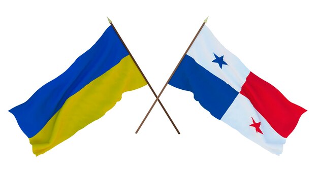 Background for designers illustrators National Independence Day Flags of Ukraine and Panama