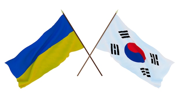 Background for designers illustrators National Independence Day Flags of Ukraine and South Korea