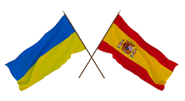 Background for designers illustrators National Independence Day Flags of Ukraine and Spain