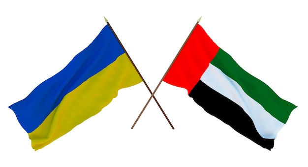 Background for designers illustrators National Independence Day Flags of Ukraine and United Arab Emirates