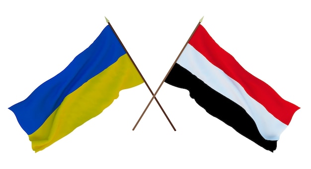 Background for designers illustrators National Independence Day Flags of Ukraine and Yemen