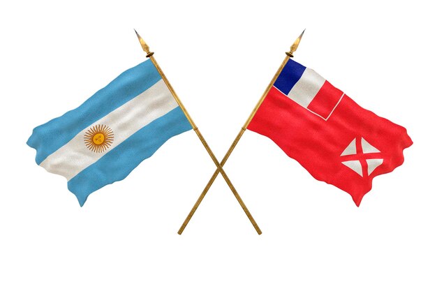 Background for designers National Day 3D model National flags Argentine and Wallis and futuna