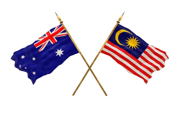 Background for designers National Day 3D model National flags Australia and Malaysia