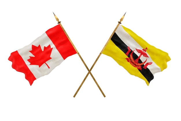 Background for designers National Day 3D model National flags of Canada and Brunei