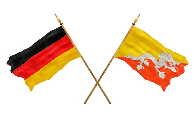 Background for designers National Day 3D model National flags of Germany and Bhutan