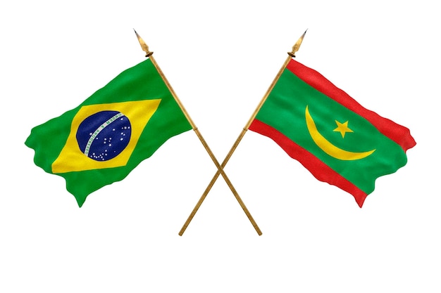 Background for designers National Day 3D model National flags of People's Republic of Brazil and Mauritania