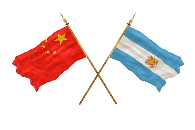 Background for designers National Day 3D model National flags of People's Republic of China and Argentina