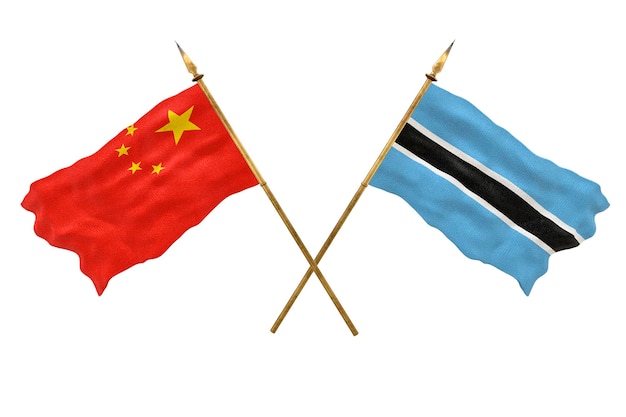 Background for designers National Day 3D model National flags of People's Republic of China and Botswana