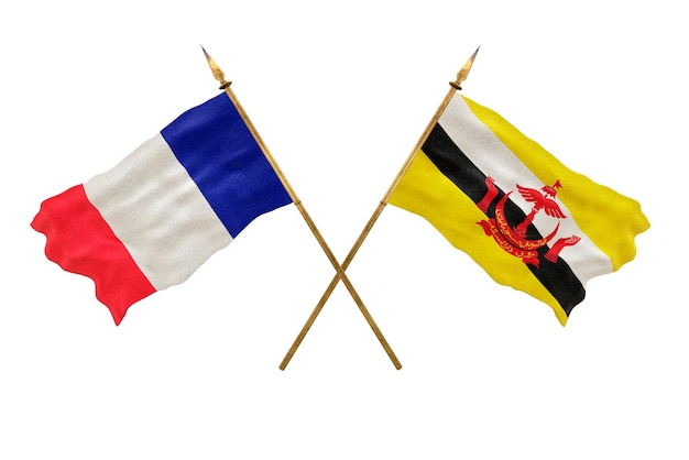 Background for designers National Day 3D model National flags of People's Republic of France and Brunei