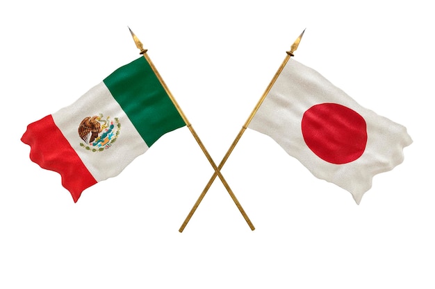 Background for designers National Day 3D model National flags of People's Republic of Mexico and Japan