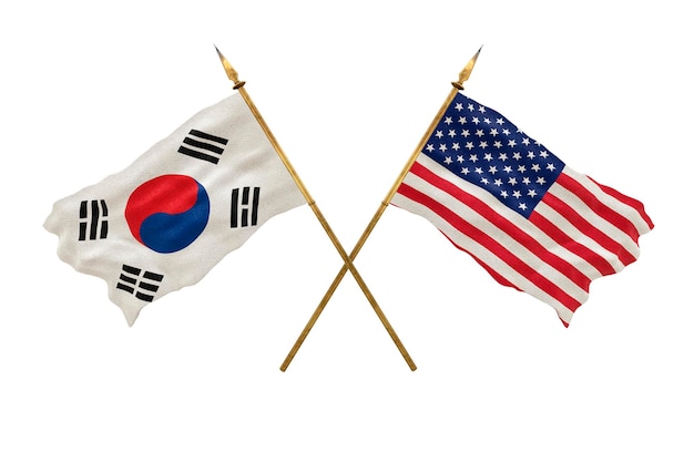 Background for designers National Day 3D model National flags South Korea and United States of America USA