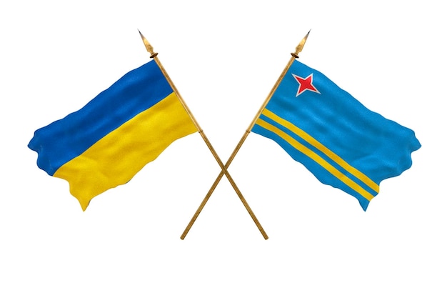 Background for designers National Day National flags of Ukraine and Aruba