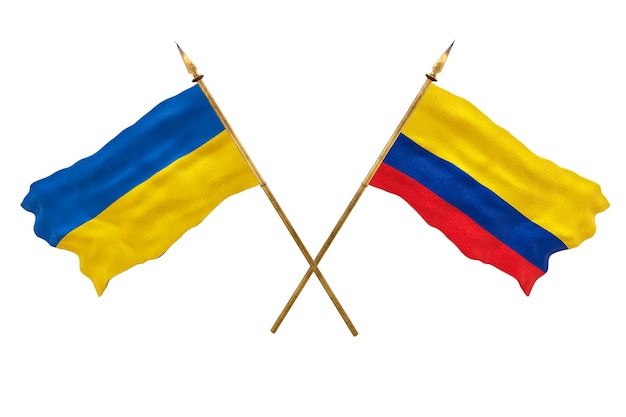 Background for designers National Day National flags of Ukraine and Colombia