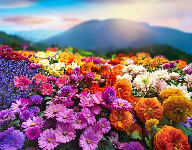 Photo background of different beautiful flowers