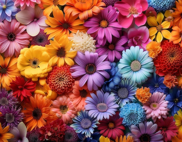 Photo background of different beautiful flowers