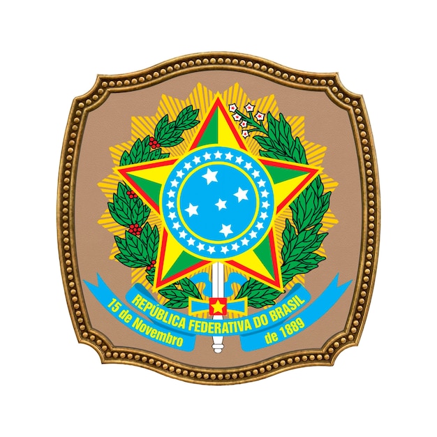 Background for editors and designers National holiday 3D illustration Icon coat of arms of Brazil