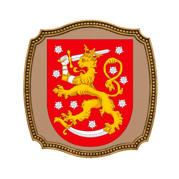 Background for editors and designers National holiday 3D illustration Icon coat of arms of Finland