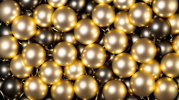 Background of elegant gold expensive balloons and confetti celebration generative art by AI