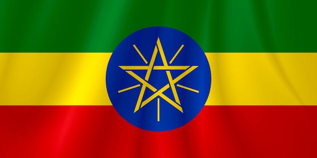 background of ethiopia flag on slightly wavy fabric