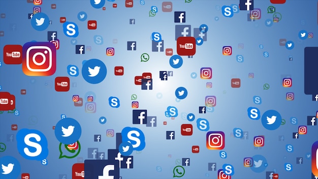 Background of famous social media icons