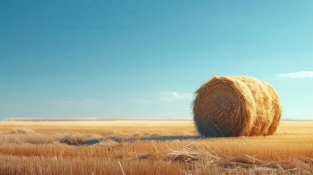 Photo background of fields with haystacks