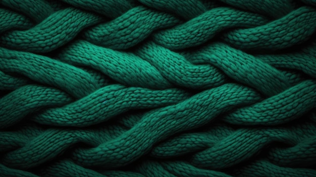 Background in the form of a part of the texture of green knitted fabric Generative AI