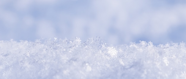 Background of fresh snow natural winter background snow texture in blue tone