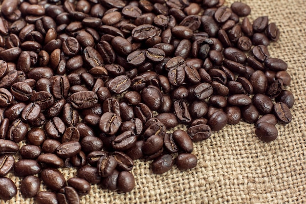 Background from coffee beans closeup