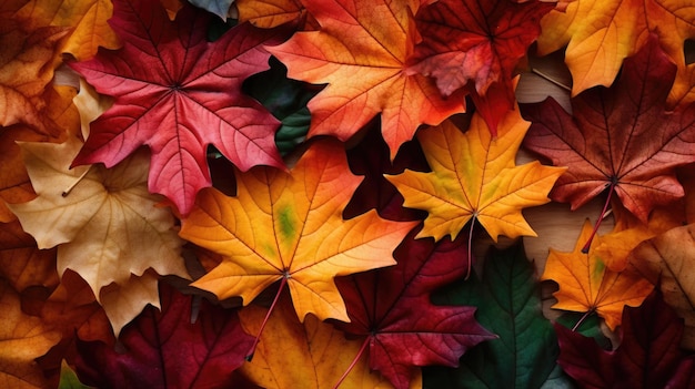 Background from colorful autumn maple leaves